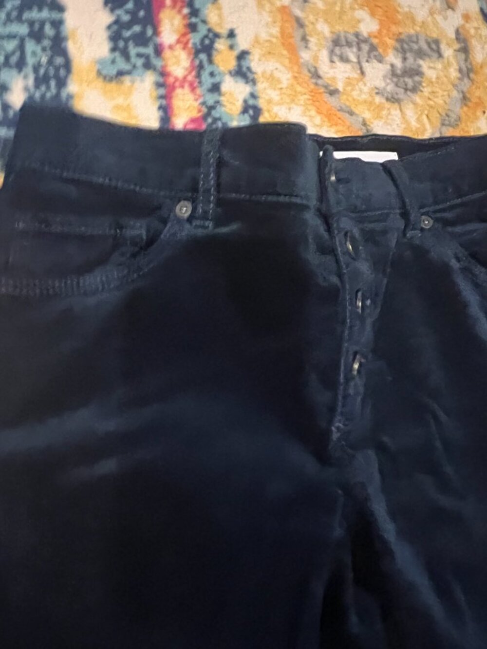 LOFT Dark Blue Velvet Pants Size 6 Worn Once Holiday - Picture 2 of 5